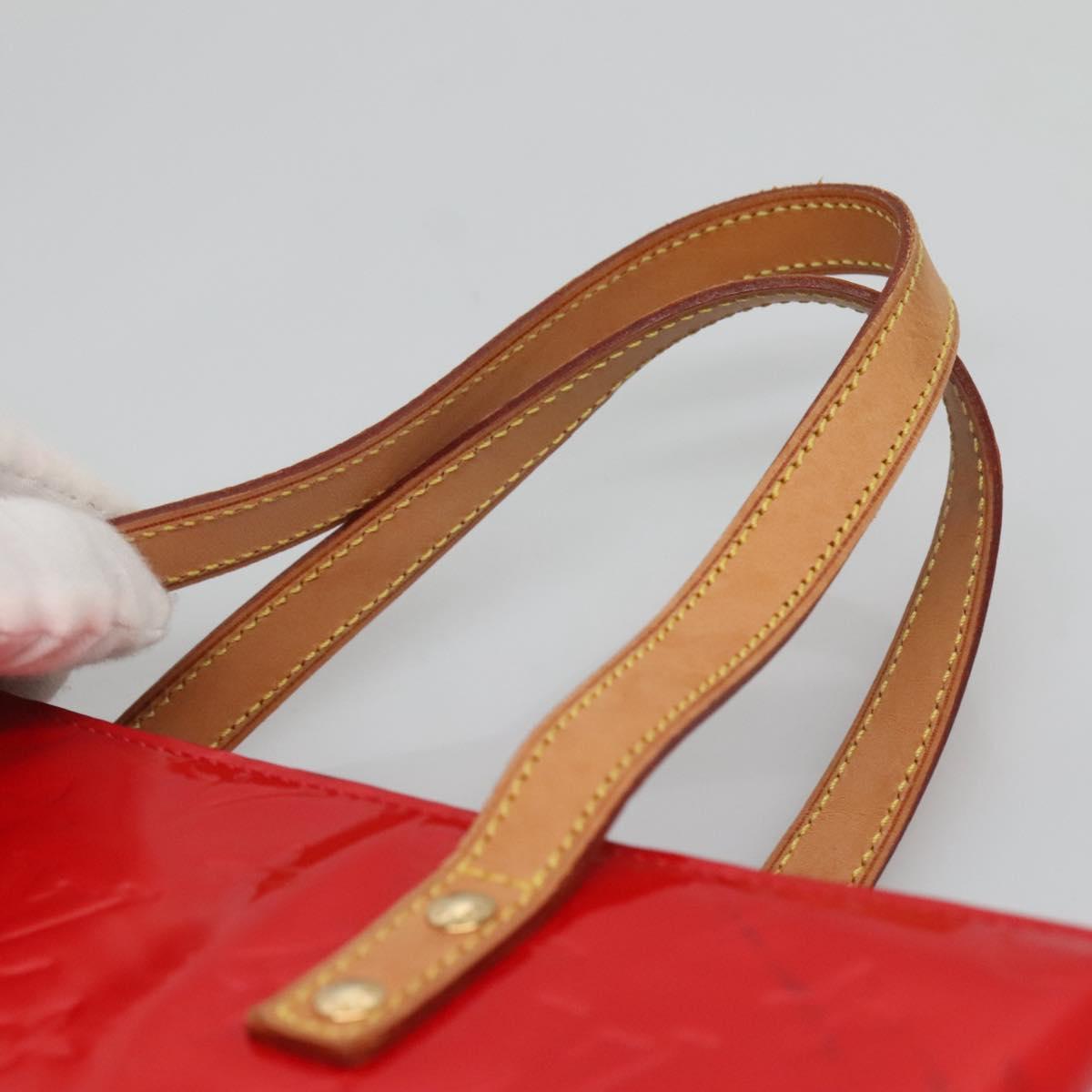 LOUIS VUITTON Monogram Vernis Reade MM Hand Bag Red Rouge M91086 LV Auth 128134