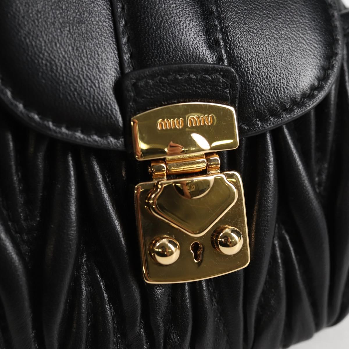 Miu Miu Matelasse Chain Pouch Shoulder Bag Leather Black Gold Auth 128140SM