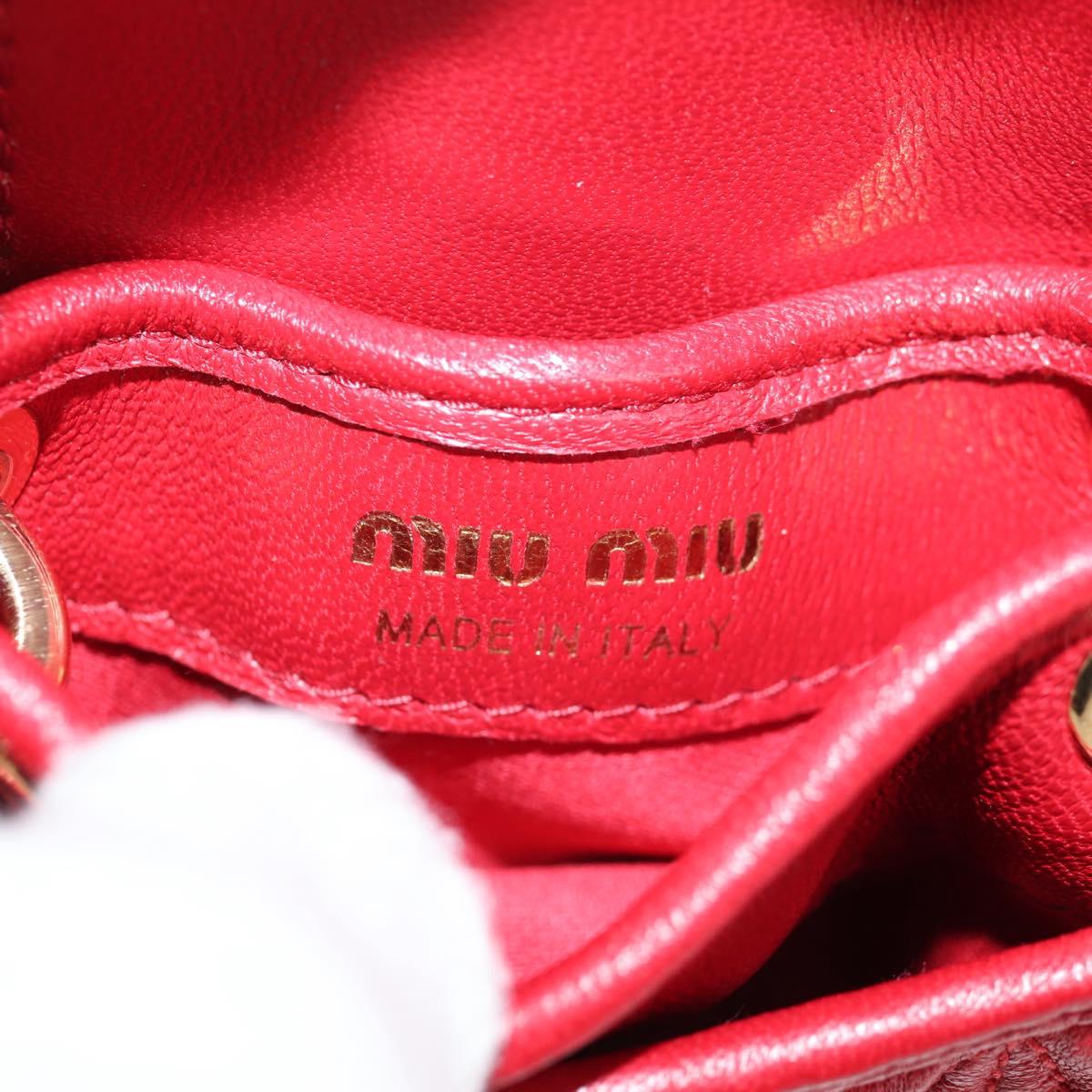 Miu Miu Matelasse Chain Shoulder Bag Leather Red Gold Auth 128161M