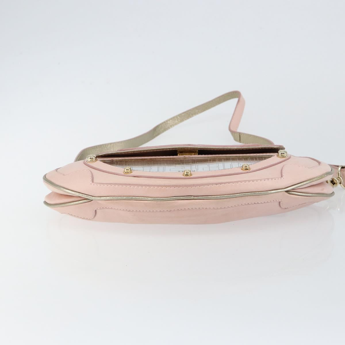 FENDI Hand Bag Leather 2way Pink Gold Auth 128165