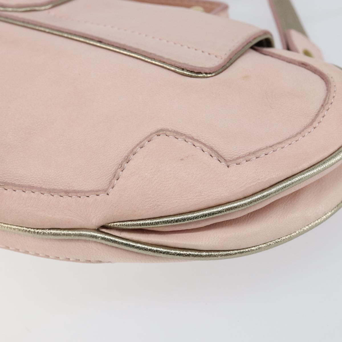 FENDI Hand Bag Leather 2way Pink Gold Auth 128165