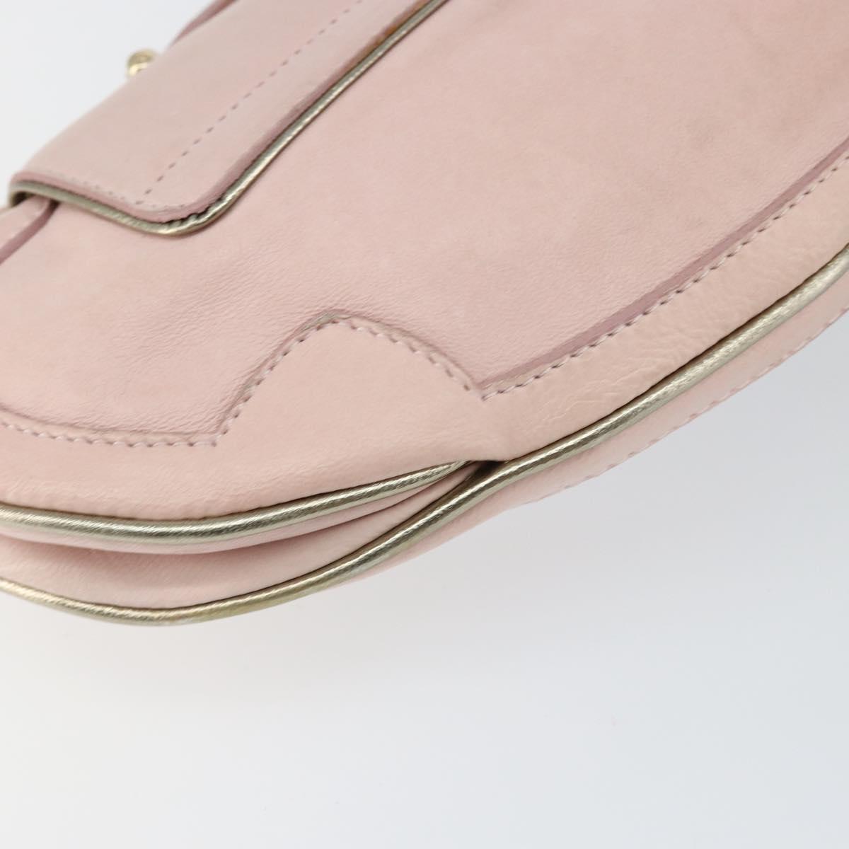 FENDI Hand Bag Leather 2way Pink Gold Auth 128165