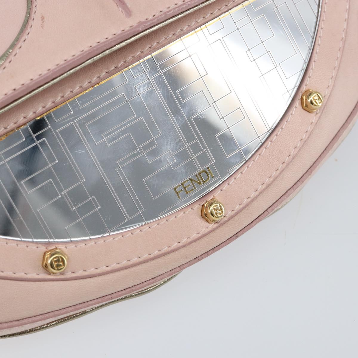 FENDI Hand Bag Leather 2way Pink Gold Auth 128165
