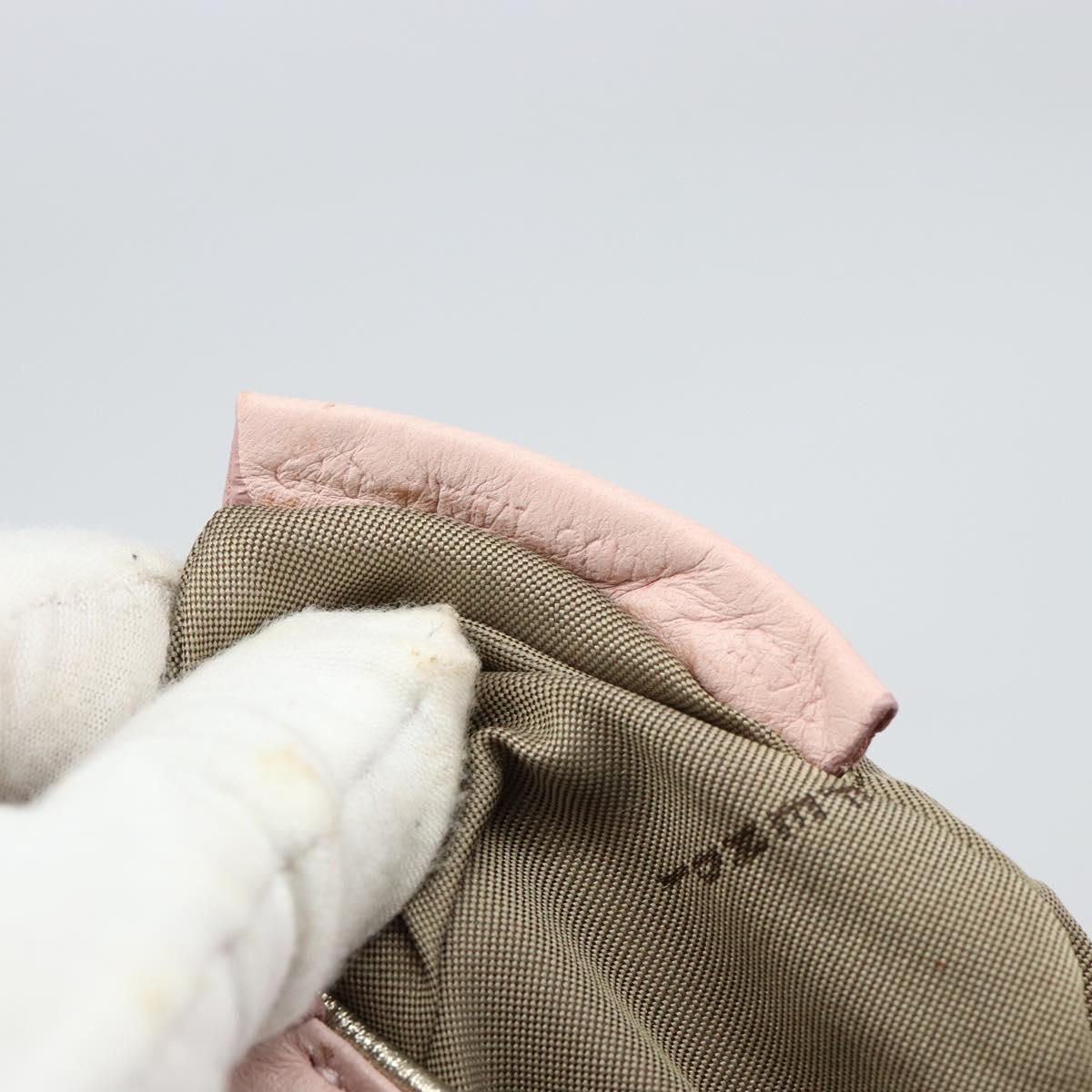 FENDI Hand Bag Leather 2way Pink Gold Auth 128165