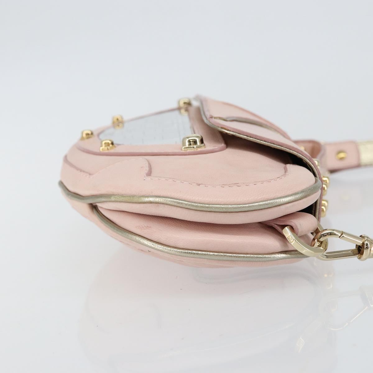 FENDI Hand Bag Leather 2way Pink Gold Auth 128165