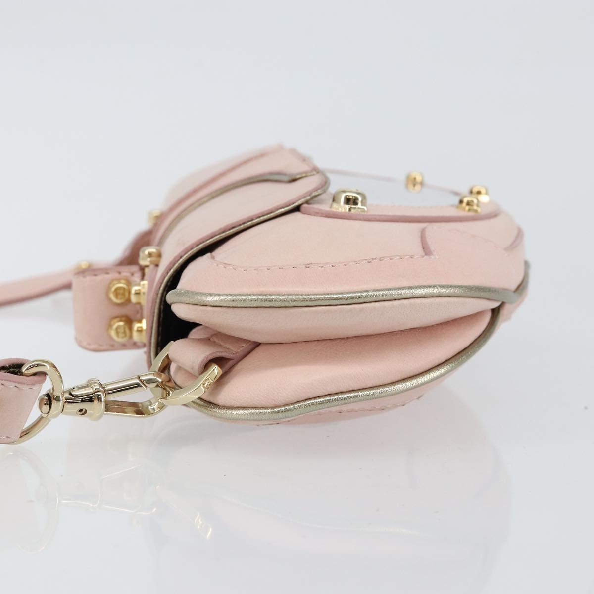 FENDI Hand Bag Leather 2way Pink Gold Auth 128165
