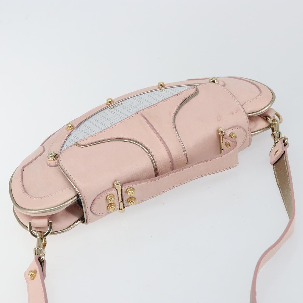 FENDI Hand Bag Leather 2way Pink Gold Auth 128165