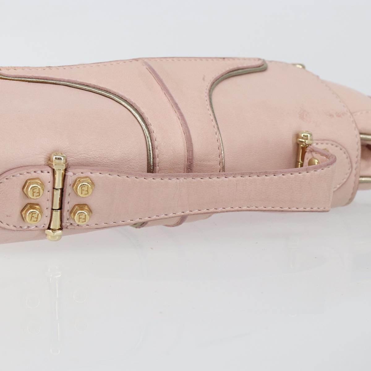 FENDI Hand Bag Leather 2way Pink Gold Auth 128165