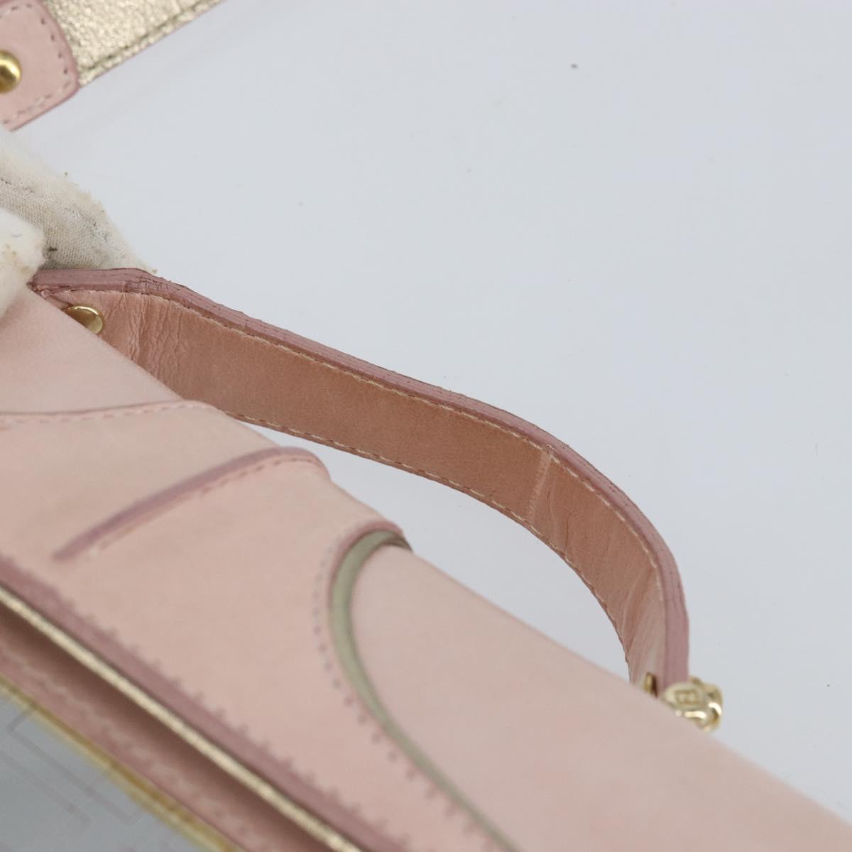 FENDI Hand Bag Leather 2way Pink Gold Auth 128165