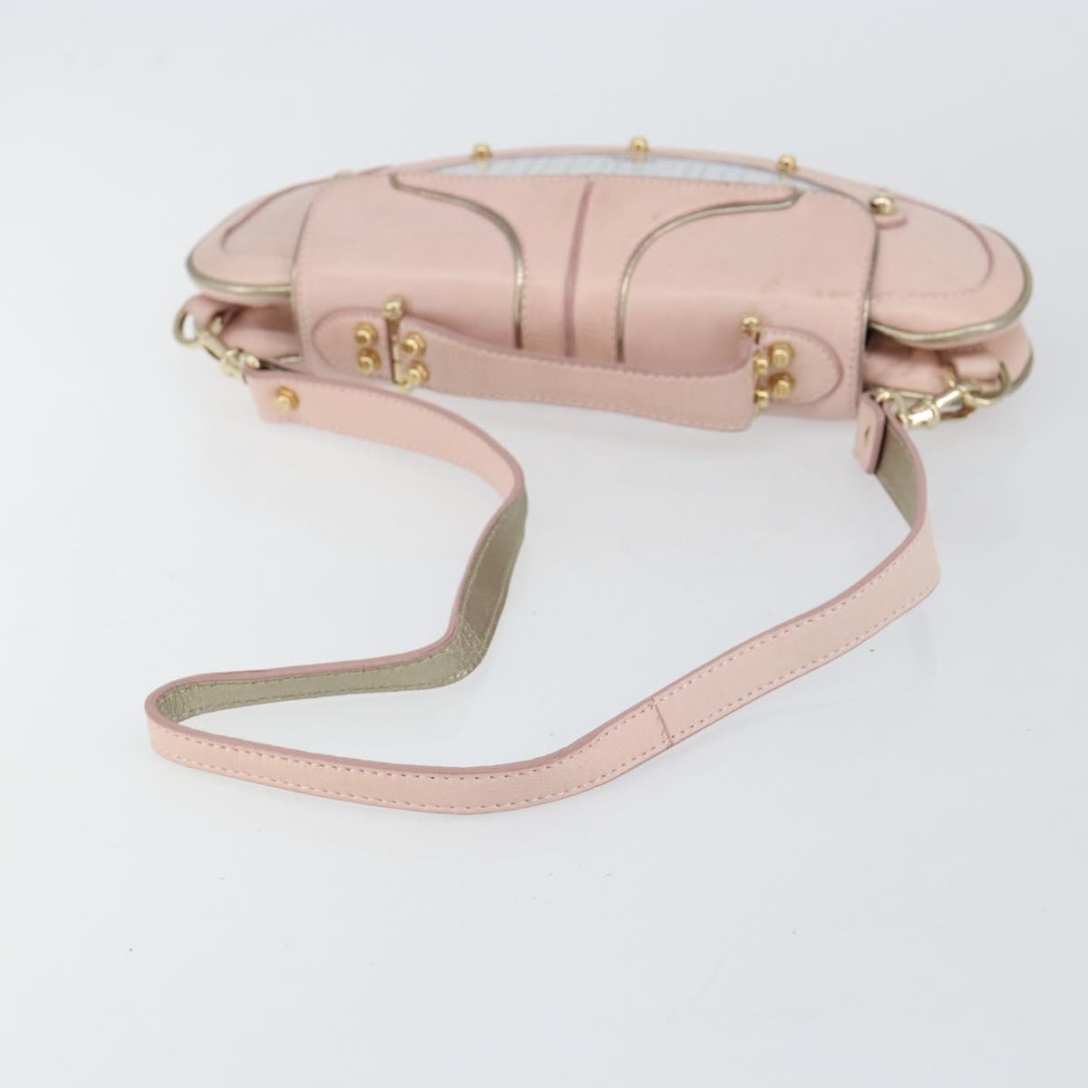 FENDI Hand Bag Leather 2way Pink Gold Auth 128165