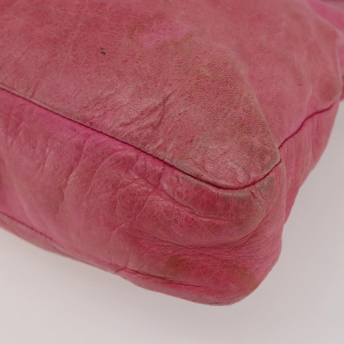 BALENCIAGA City Hand Bag Leather 2way Pink Silver 240578 Auth 128166