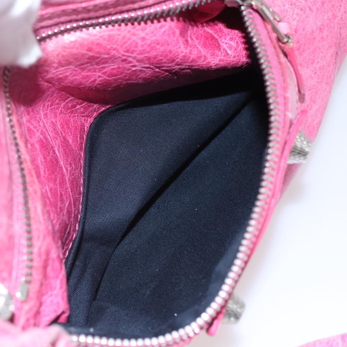 BALENCIAGA City Hand Bag Leather 2way Pink Silver 240578 Auth 128166