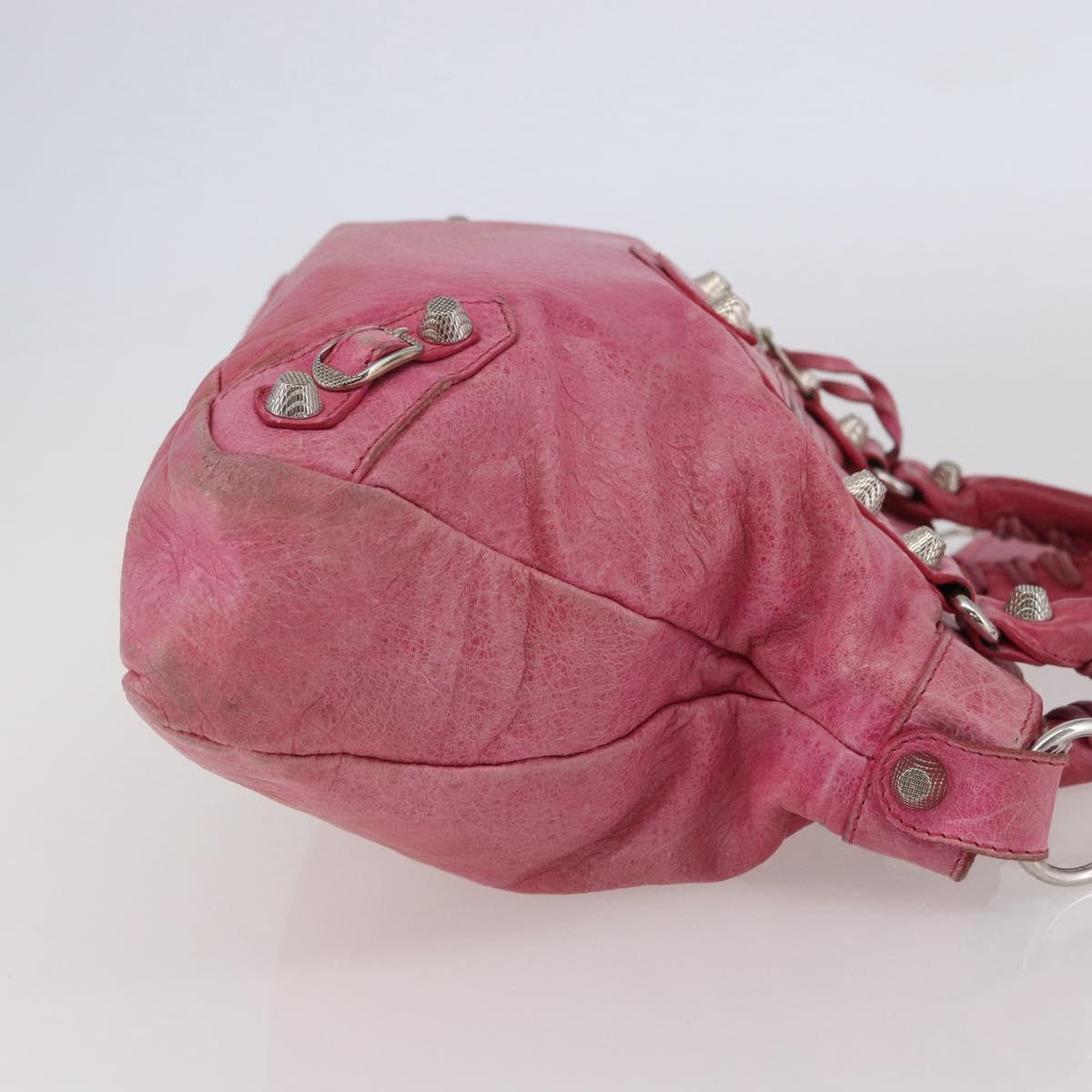 BALENCIAGA City Hand Bag Leather 2way Pink Silver 240578 Auth 128166