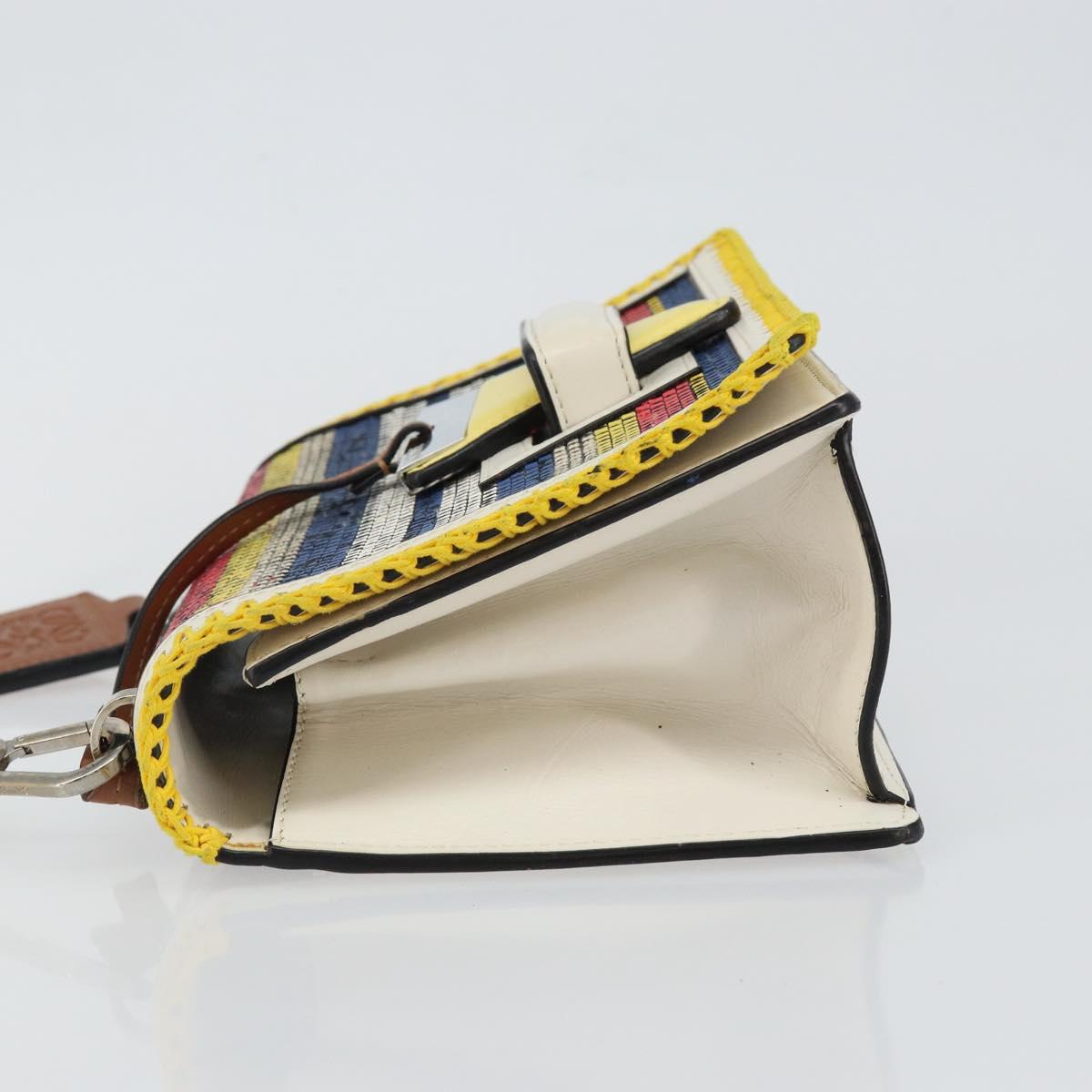 LOEWE Barcelona Shoulder Bag Leather Yellow Silver Auth 128170V