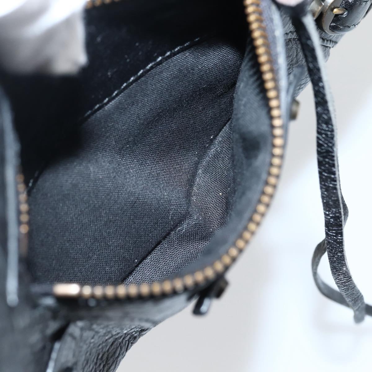 BALENCIAGA The Hip Shoulder Bag Leather Black 242803 Auth 128176V