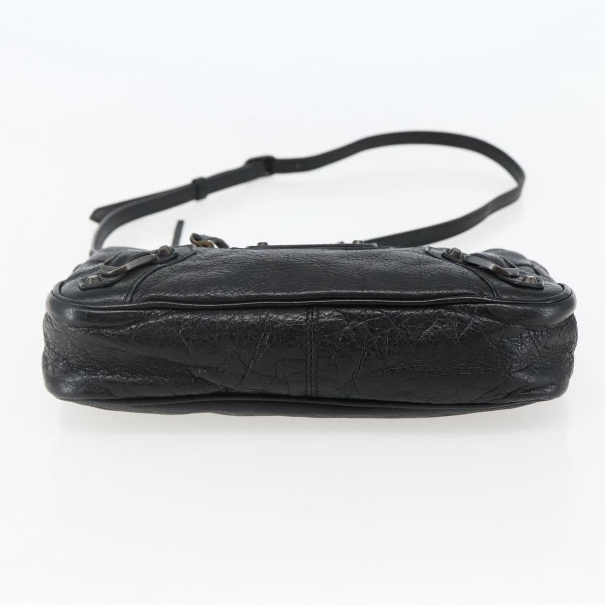 BALENCIAGA The Hip Shoulder Bag Leather Black 242803 Auth 128176V