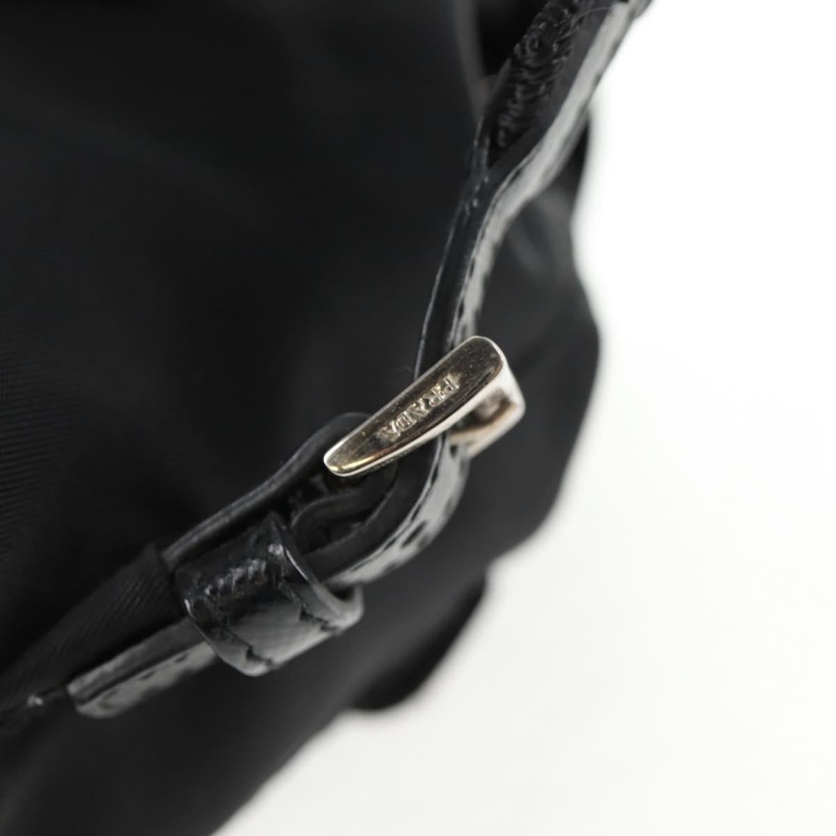 PRADA Chain Shoulder Bag Nylon Black Silver Auth 128179M