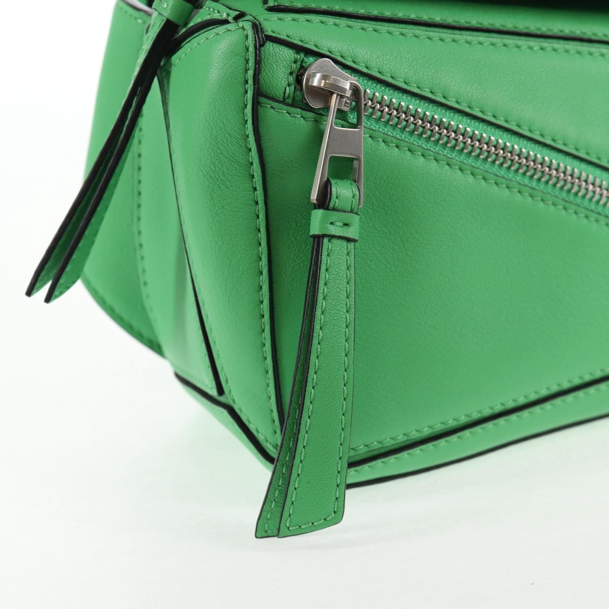 LOEWE Puzzle bag Anagram Waist bag Leather Green Silver Auth 128181M