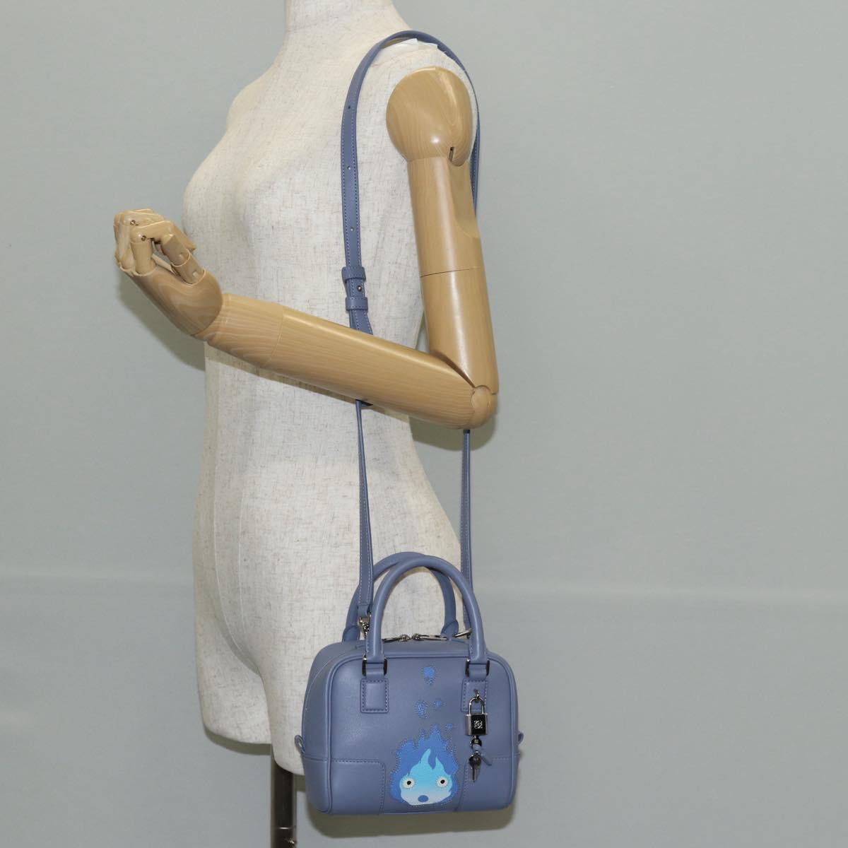 LOEWE Ghibli Howl's Moving Castle Amazona 16 Bag Leather 2way Blue Auth 128182M