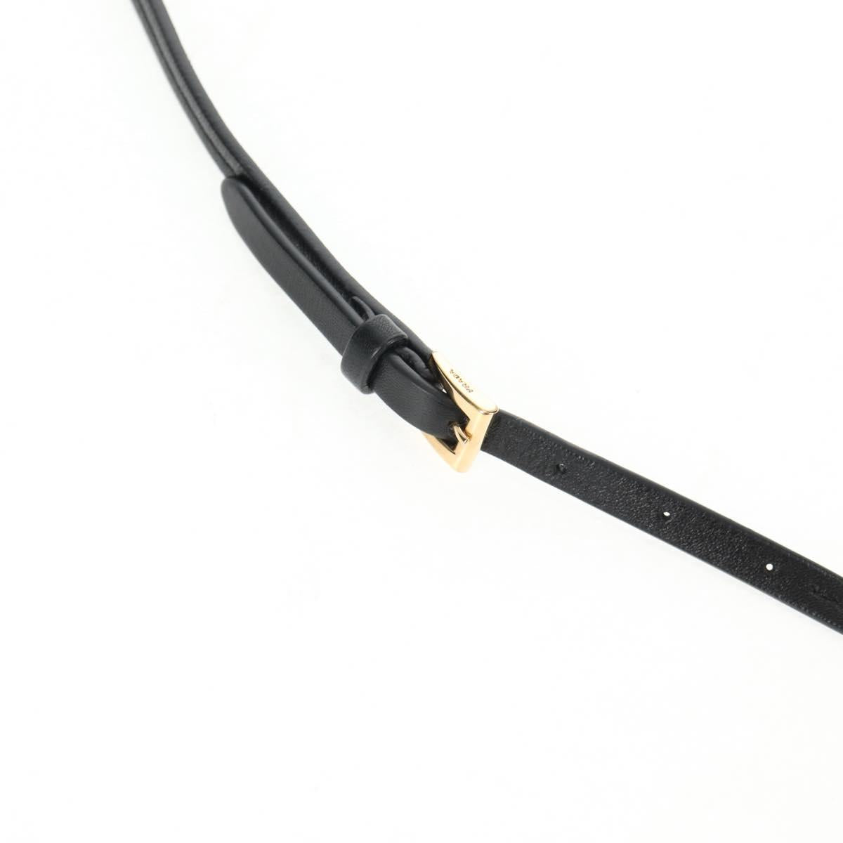 PRADA Hand Bag Leather 2way Black Gold Auth 128189M