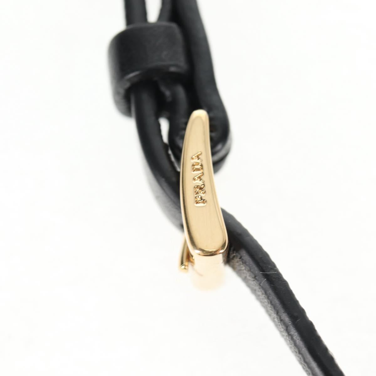 PRADA Hand Bag Leather 2way Black Gold Auth 128189M