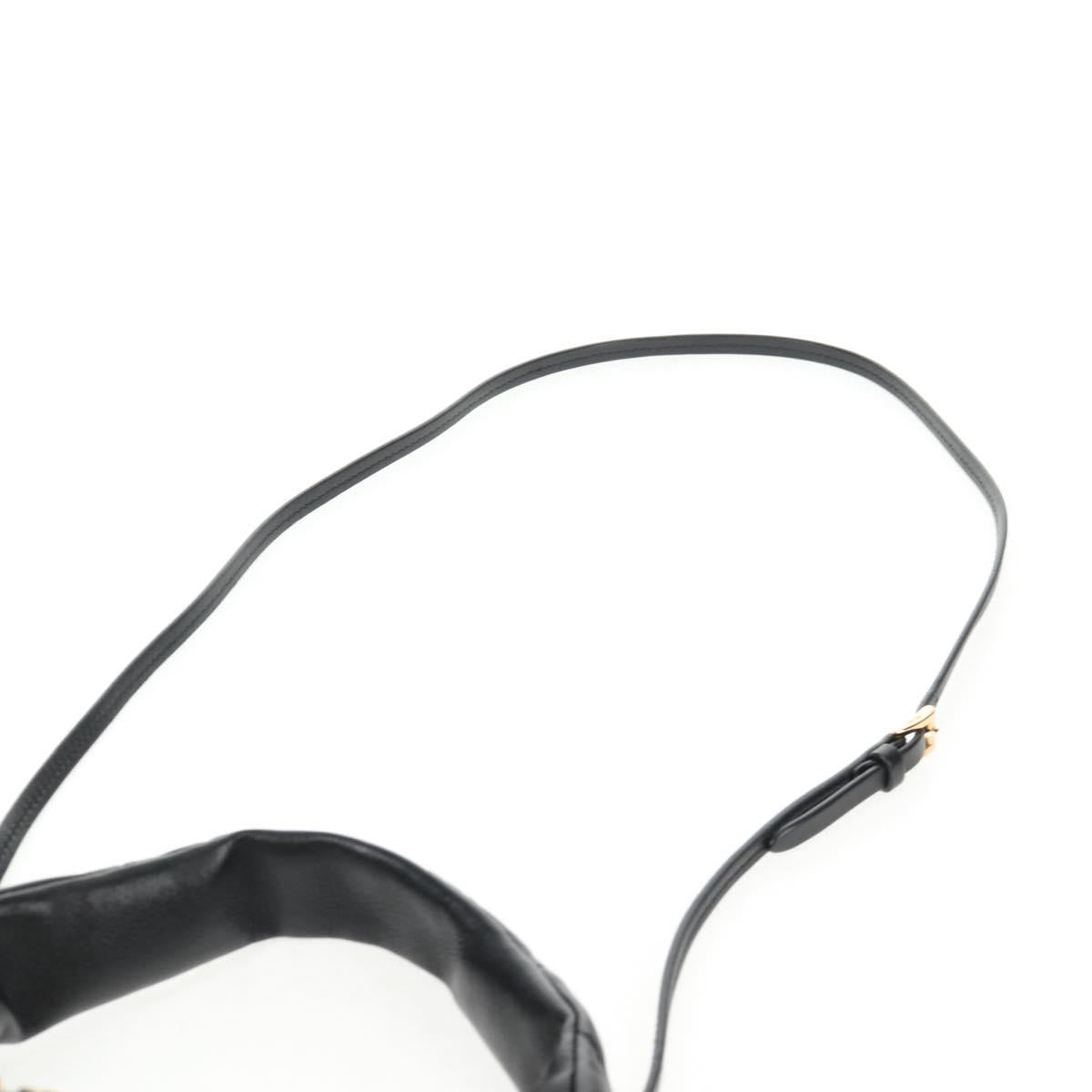 PRADA Hand Bag Leather 2way Black Gold Auth 128189M