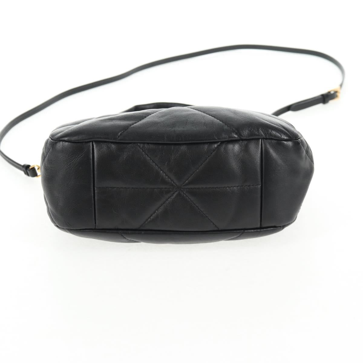 PRADA Hand Bag Leather 2way Black Gold Auth 128189M