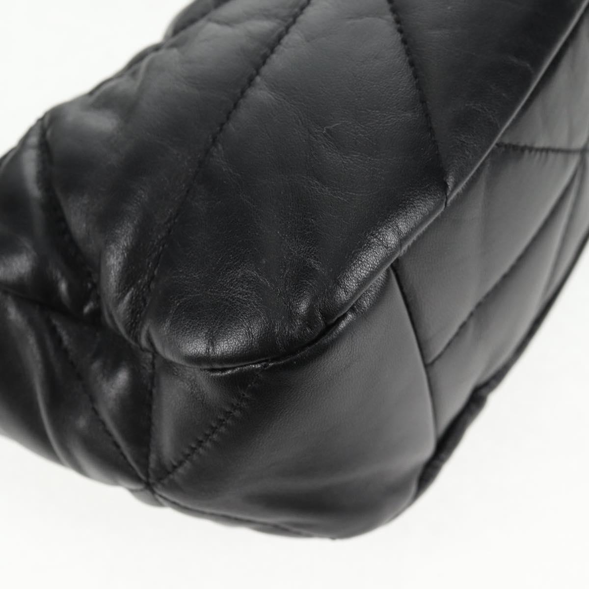 PRADA Hand Bag Leather 2way Black Gold Auth 128189M