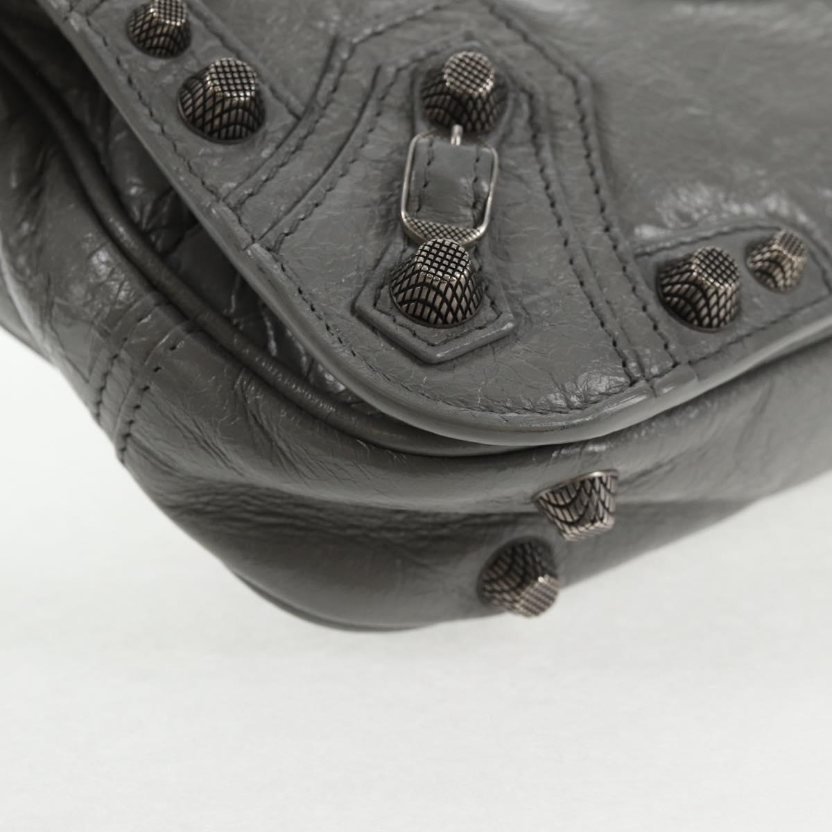 BALENCIAGA Flap Bag XS Shoulder Bag Leather 2way Gray Silver 719082 Auth 128190M