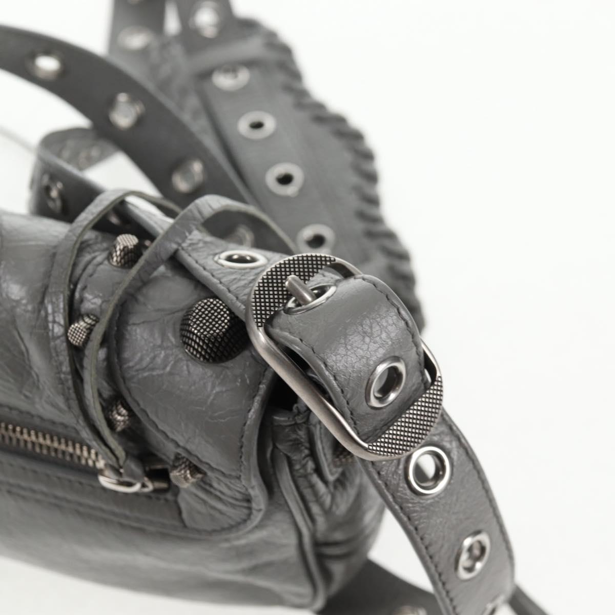 BALENCIAGA Flap Bag XS Shoulder Bag Leather 2way Gray Silver 719082 Auth 128190M