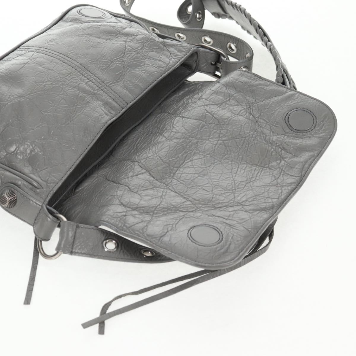 BALENCIAGA Flap Bag XS Shoulder Bag Leather 2way Gray Silver 719082 Auth 128190M