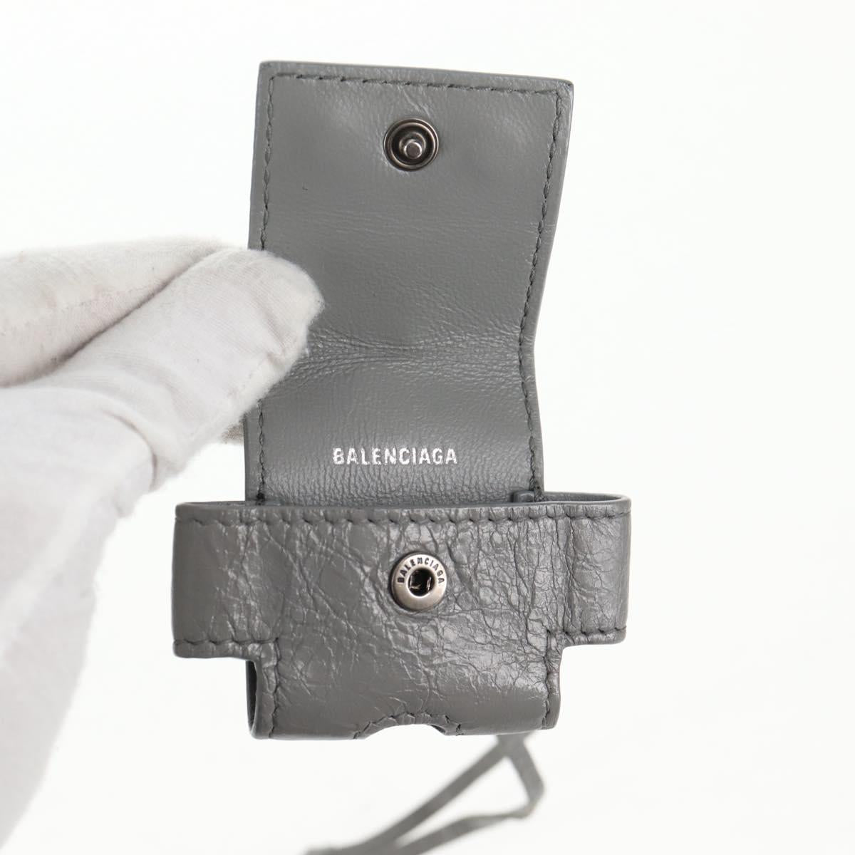 BALENCIAGA Flap Bag XS Shoulder Bag Leather 2way Gray Silver 719082 Auth 128190M