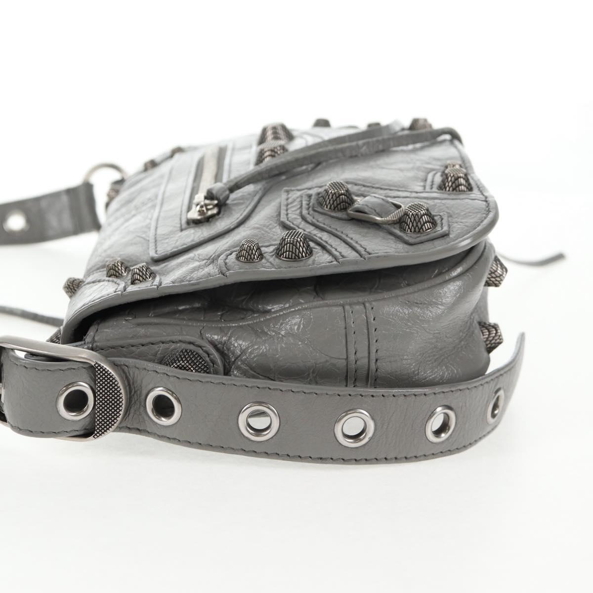 BALENCIAGA Flap Bag XS Shoulder Bag Leather 2way Gray Silver 719082 Auth 128190M