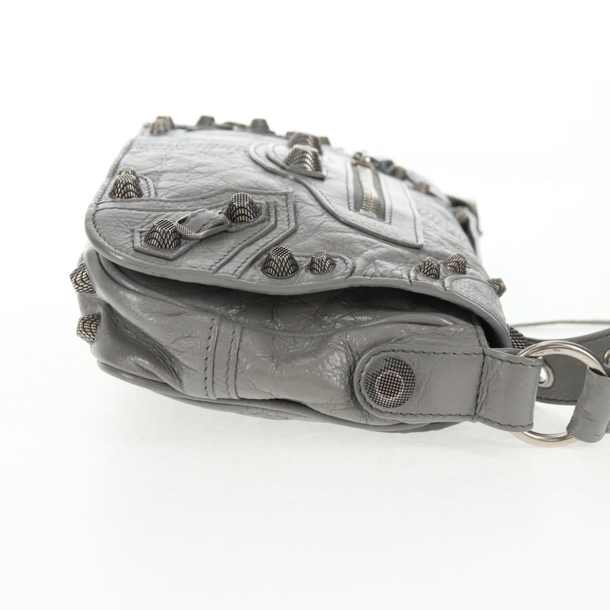 BALENCIAGA Flap Bag XS Shoulder Bag Leather 2way Gray Silver 719082 Auth 128190M