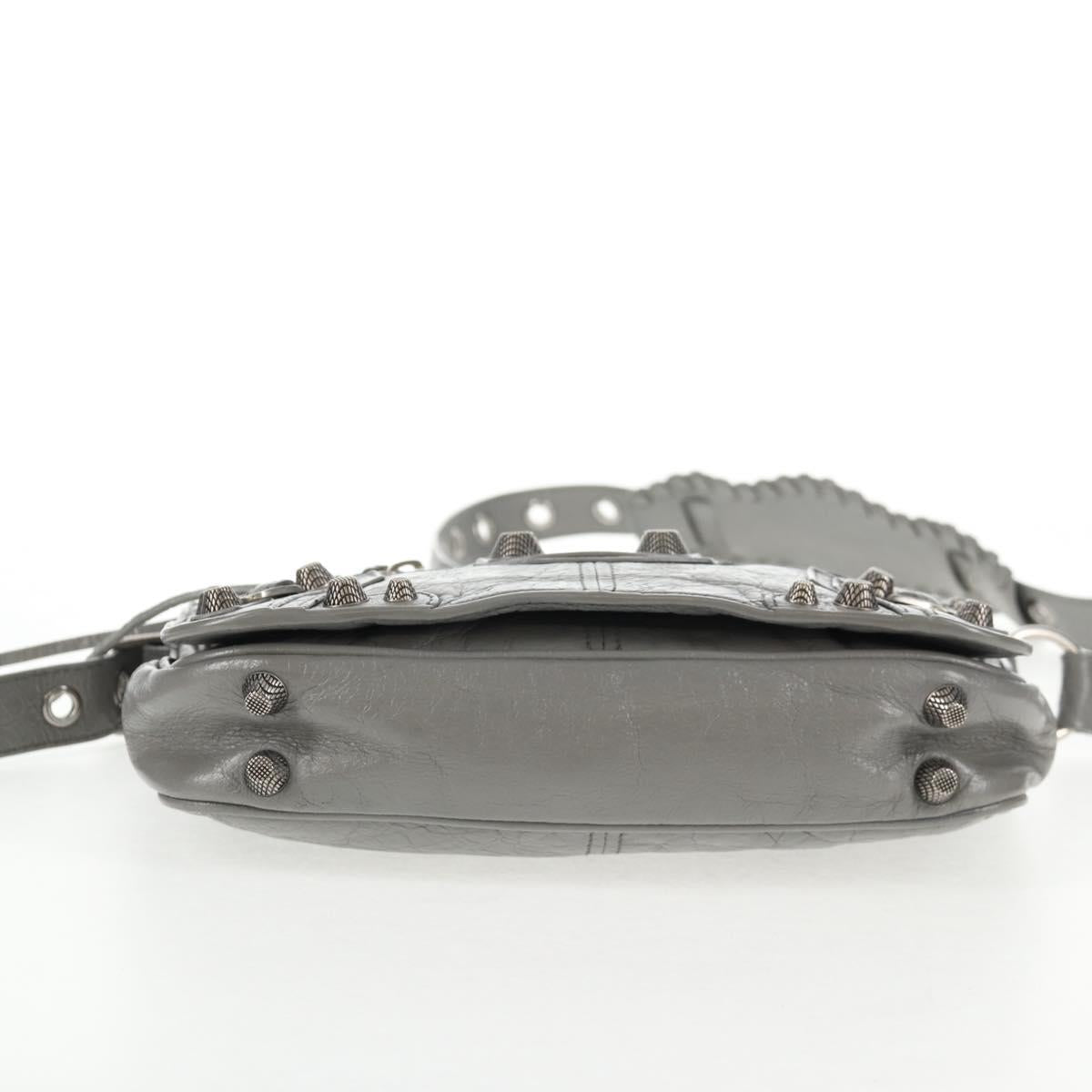 BALENCIAGA Flap Bag XS Shoulder Bag Leather 2way Gray Silver 719082 Auth 128190M