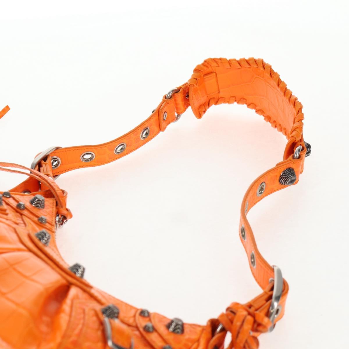 BALENCIAGA Le Cagoule XS Shoulder Bag Leather Orange Silver 671309 Auth 128191M