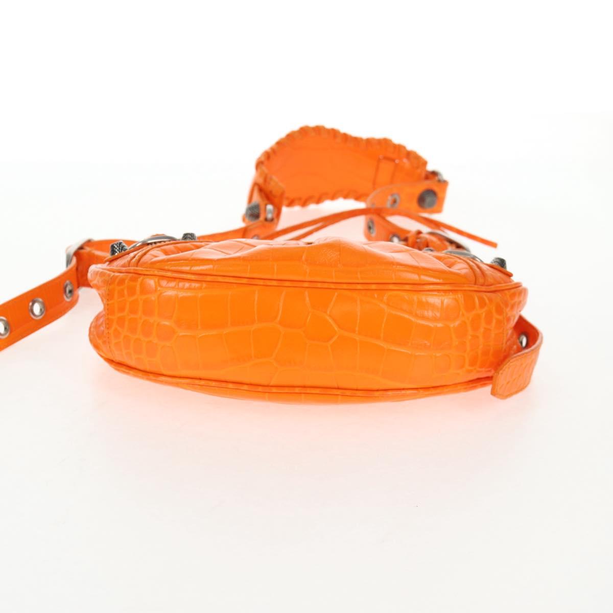 BALENCIAGA Le Cagoule XS Shoulder Bag Leather Orange Silver 671309 Auth 128191M