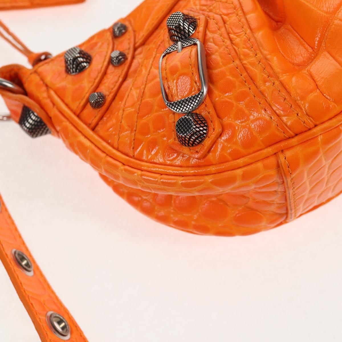 BALENCIAGA Le Cagoule XS Shoulder Bag Leather Orange Silver 671309 Auth 128191M