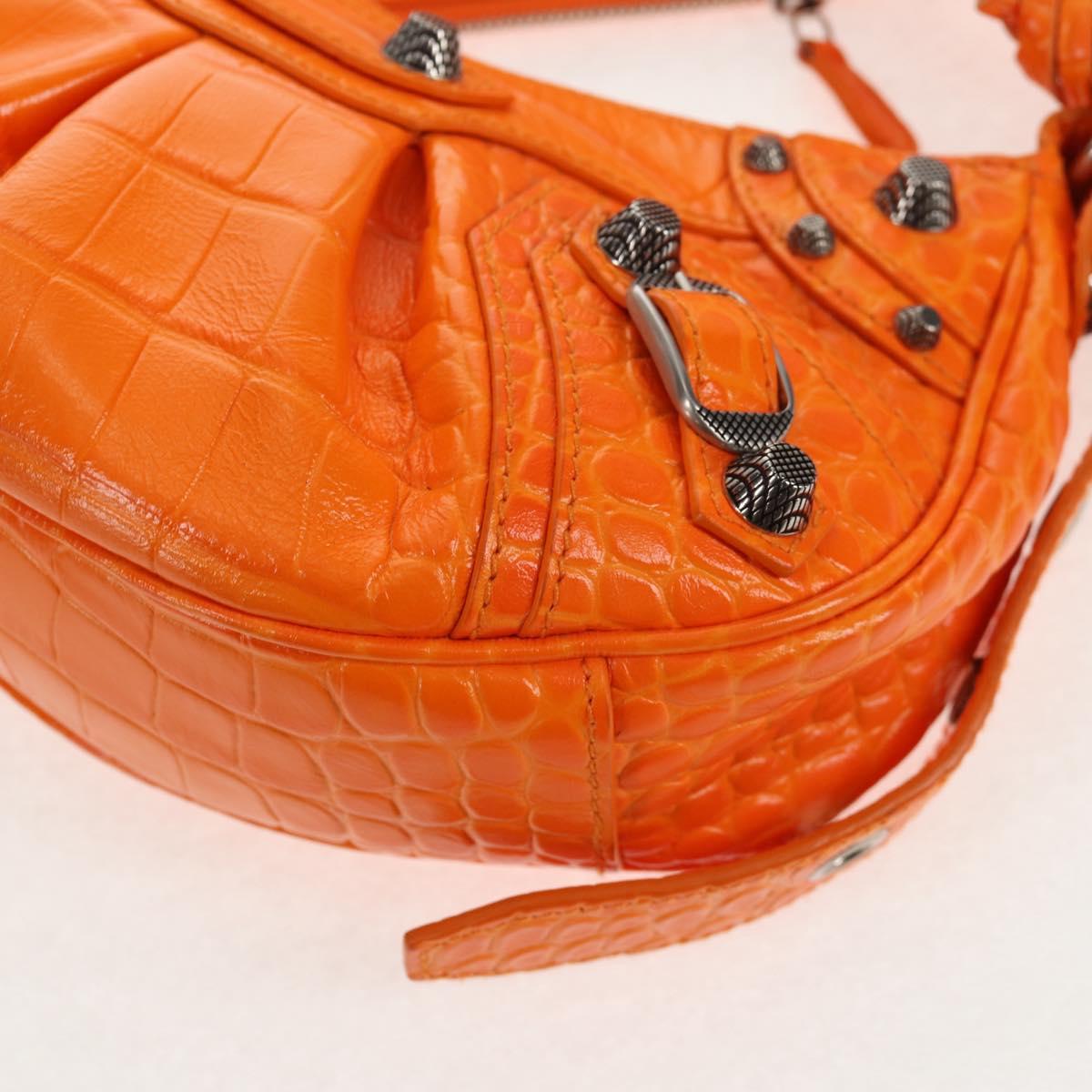 BALENCIAGA Le Cagoule XS Shoulder Bag Leather Orange Silver 671309 Auth 128191M