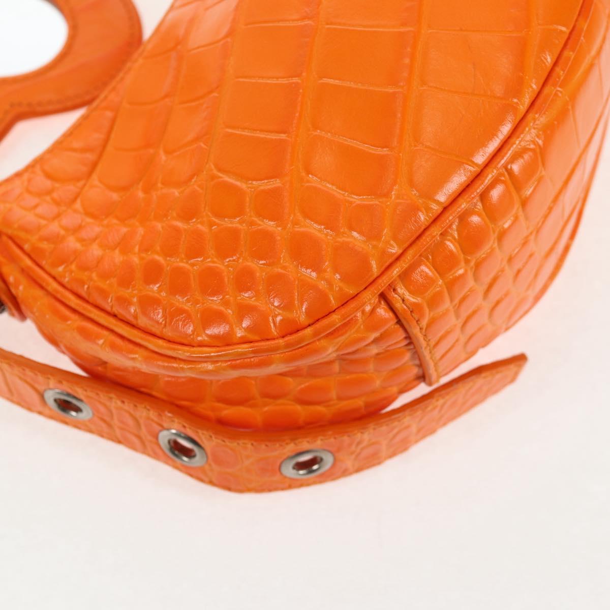 BALENCIAGA Le Cagoule XS Shoulder Bag Leather Orange Silver 671309 Auth 128191M