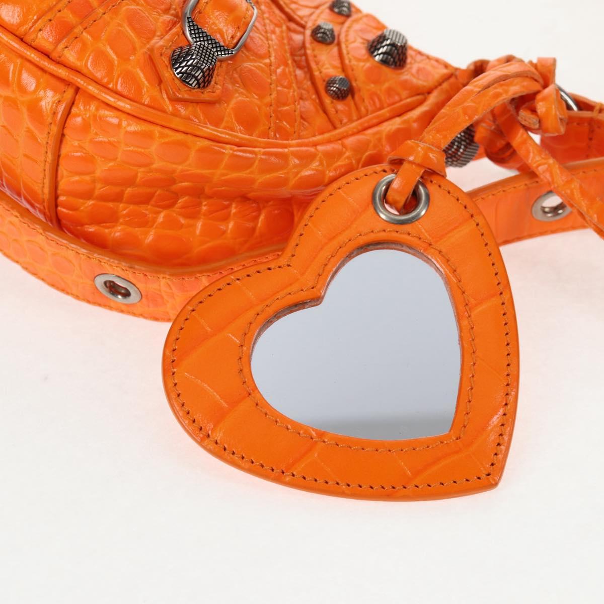 BALENCIAGA Le Cagoule XS Shoulder Bag Leather Orange Silver 671309 Auth 128191M