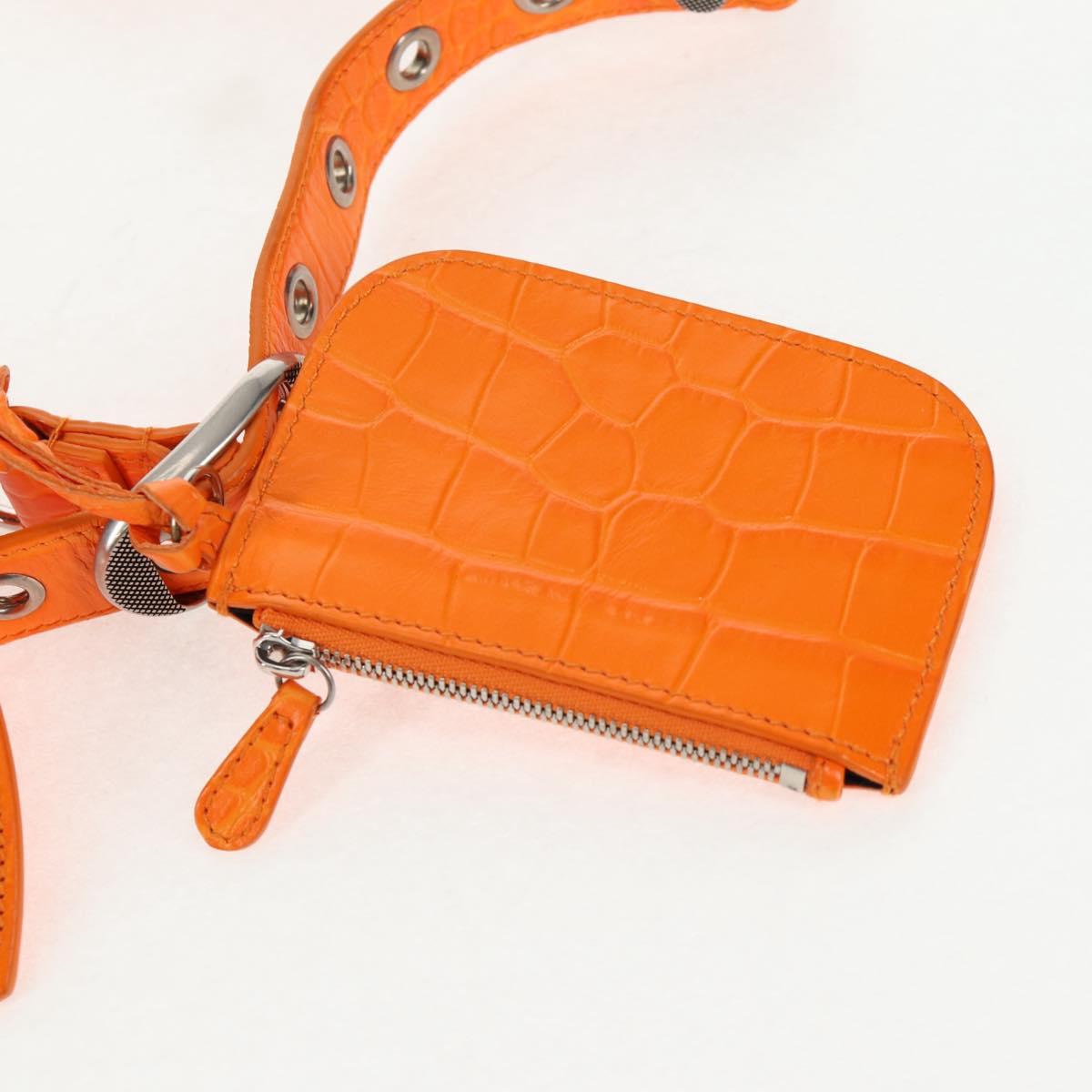 BALENCIAGA Le Cagoule XS Shoulder Bag Leather Orange Silver 671309 Auth 128191M