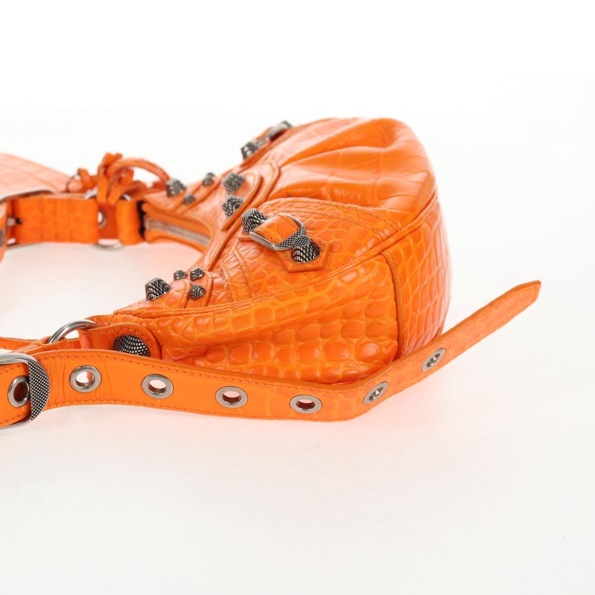 BALENCIAGA Le Cagoule XS Shoulder Bag Leather Orange Silver 671309 Auth 128191M