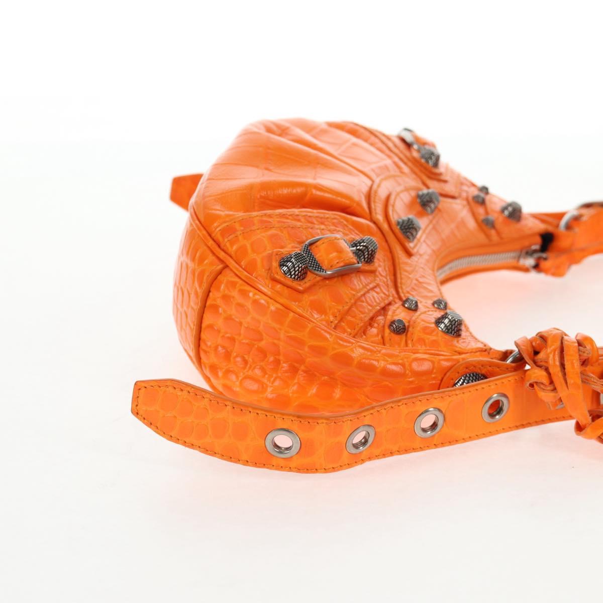 BALENCIAGA Le Cagoule XS Shoulder Bag Leather Orange Silver 671309 Auth 128191M