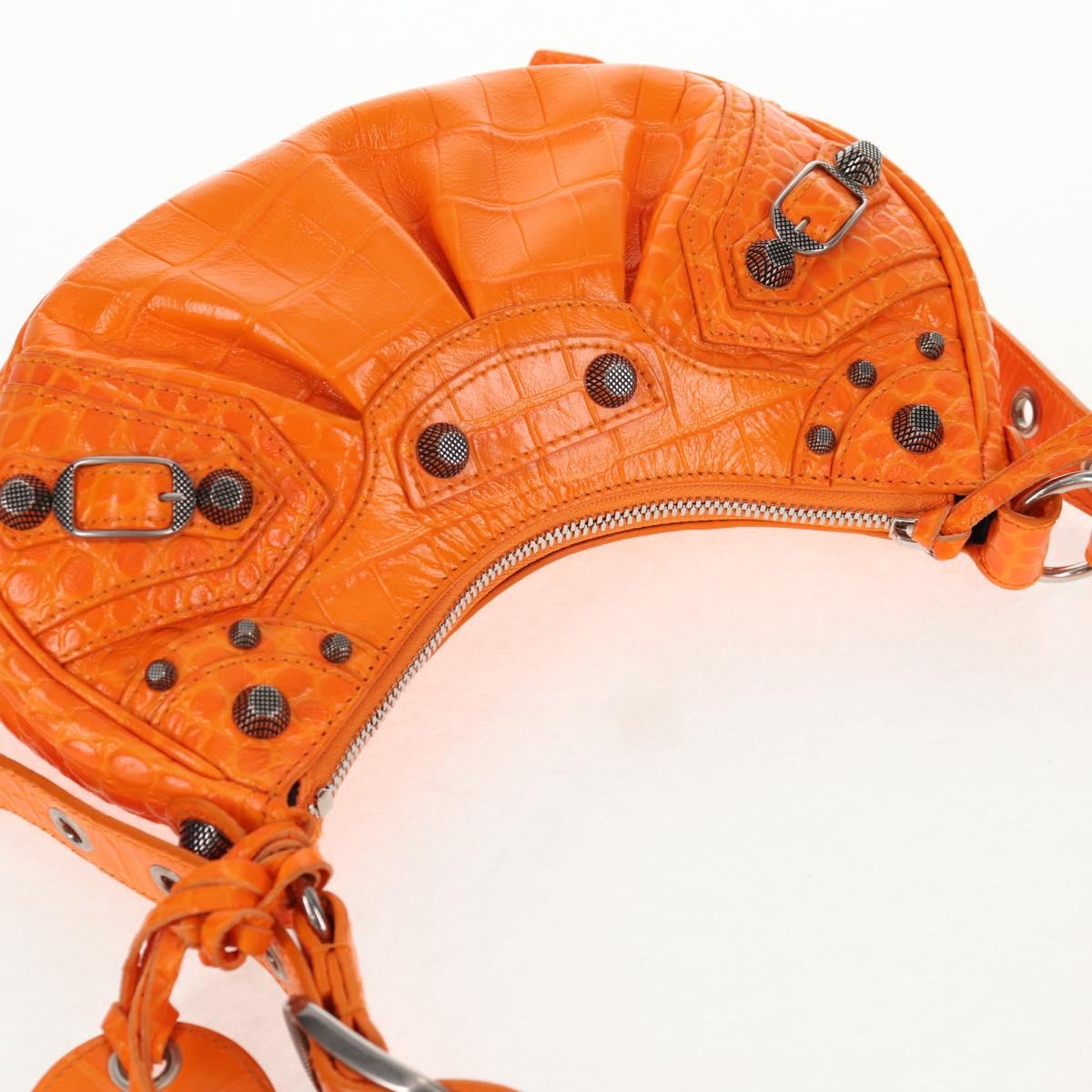 BALENCIAGA Le Cagoule XS Shoulder Bag Leather Orange Silver 671309 Auth 128191M