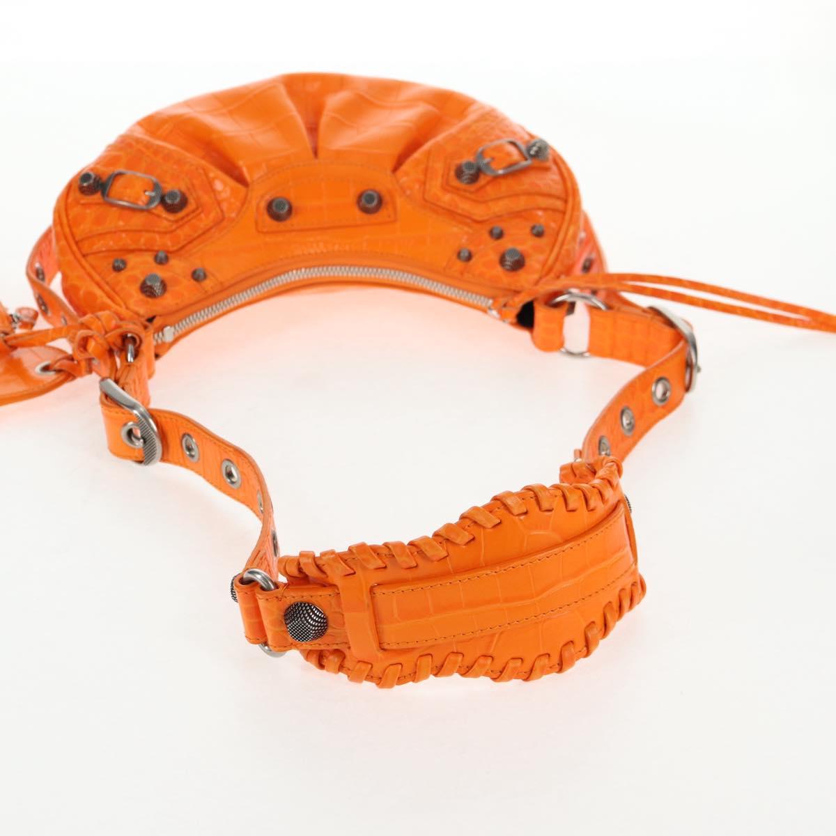 BALENCIAGA Le Cagoule XS Shoulder Bag Leather Orange Silver 671309 Auth 128191M