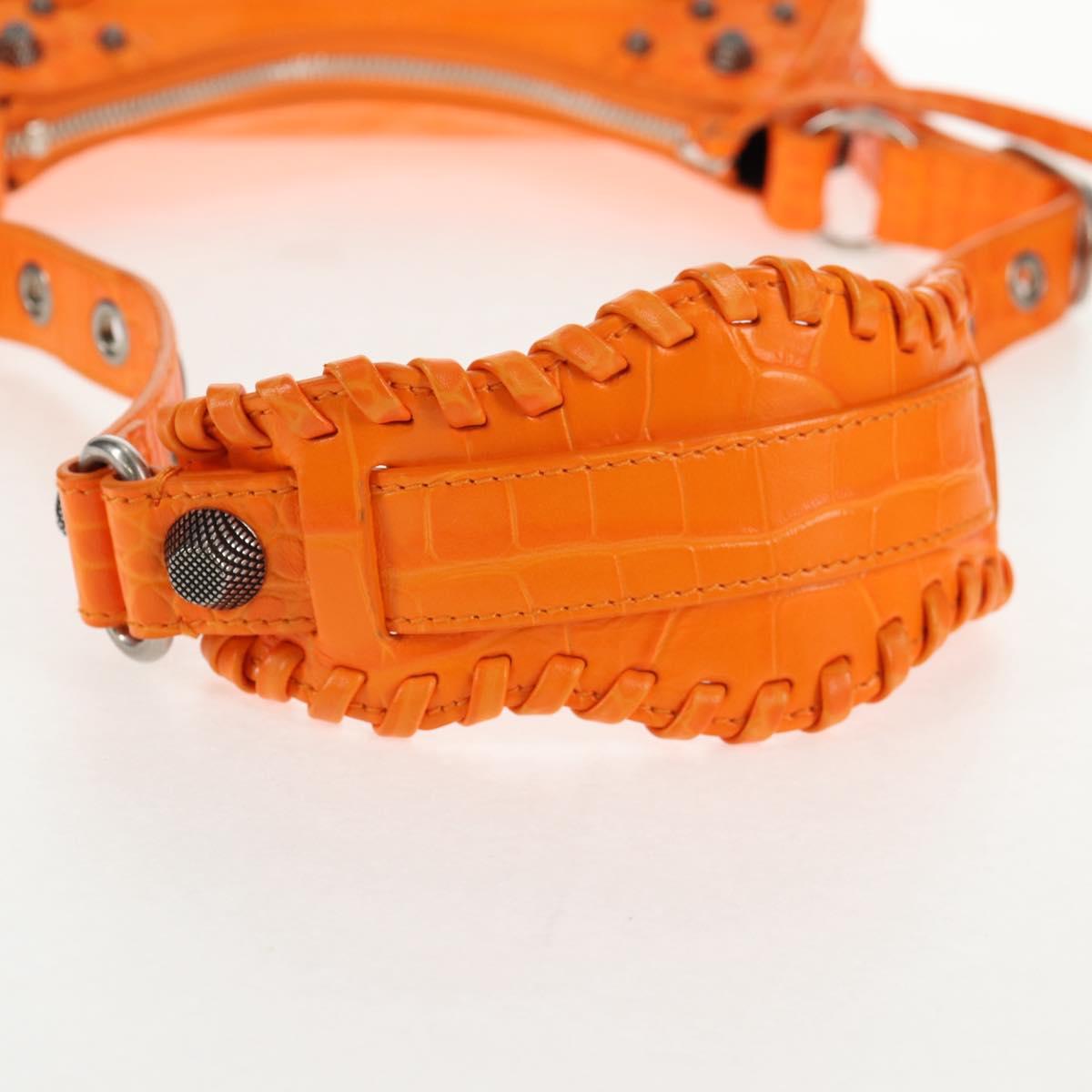 BALENCIAGA Le Cagoule XS Shoulder Bag Leather Orange Silver 671309 Auth 128191M