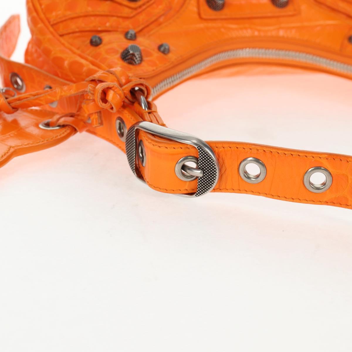 BALENCIAGA Le Cagoule XS Shoulder Bag Leather Orange Silver 671309 Auth 128191M