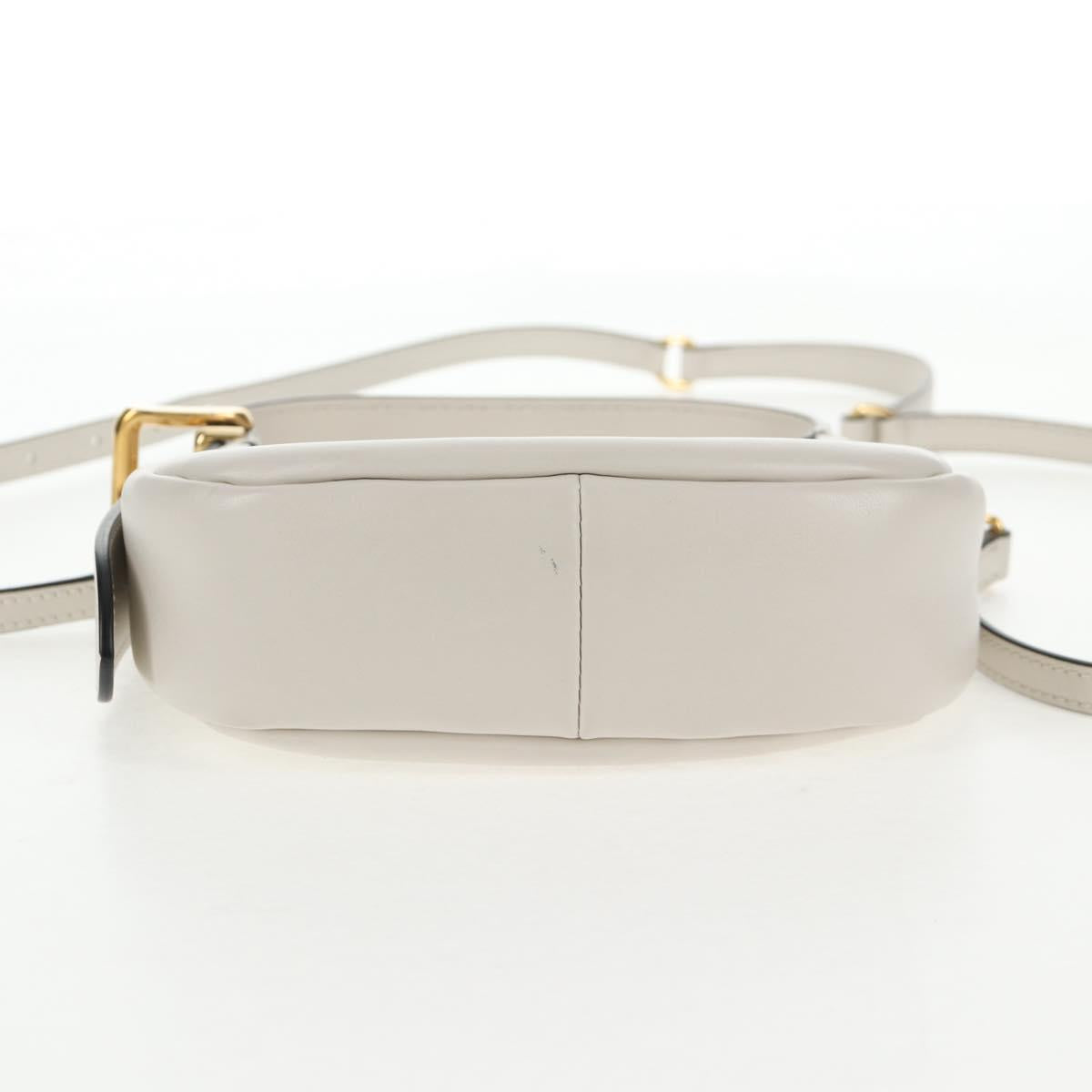 Miu Miu Hand Bag Leather 2way White Gold Auth 128194M
