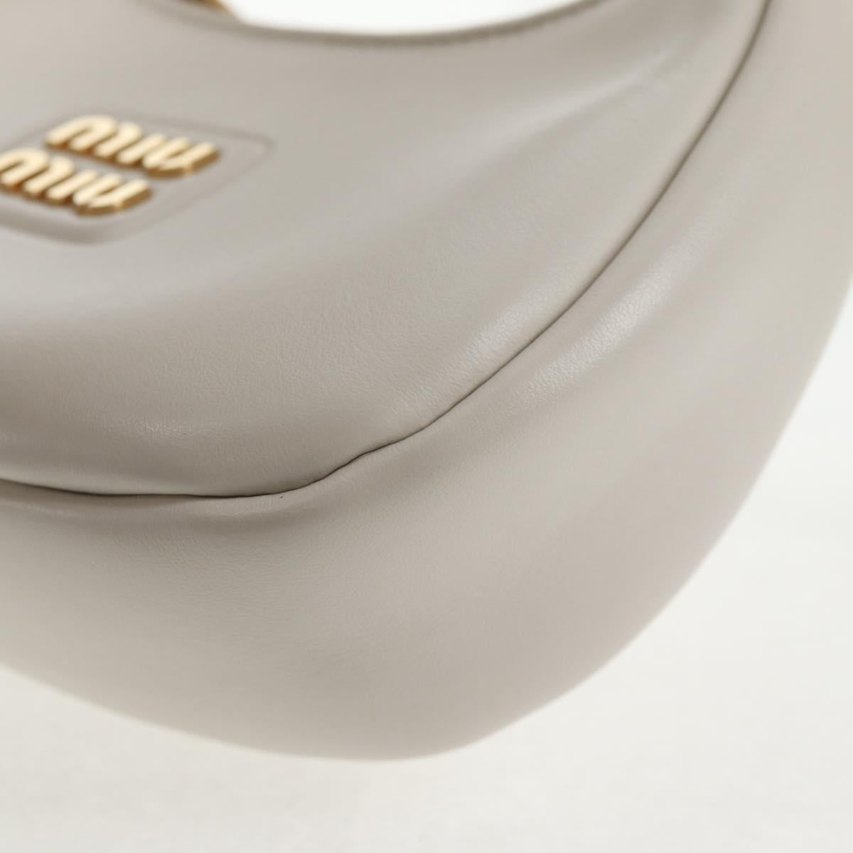 Miu Miu Hand Bag Leather 2way White Gold Auth 128194M